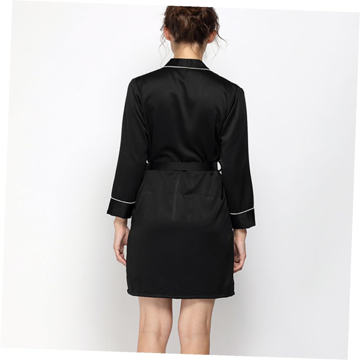 Abaodam Bata de Salón para Mujer, Estilo Seda Sintética, Corta, Encaje y Cinturón, Cómoda Secado Rápido para Salón y Corte de Pelo