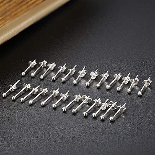 Milacolato 6-12 Pairs 925 Sterling Silver Stud Earrings 2mm Tiny Ball Stud Earrings Set Hypoallergenic Cartilage Tragus Piercings Earrings Jewelry for Women Sensitive Ears Over 3 Years Old3