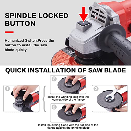 Winkelschleifer mit Schutzhülle 900W TEENO,Leerlaufdrehzahl 12000 U/min,Profi-Winkelschleifer mit 4 Stück Ø Schleif… – Bild 4