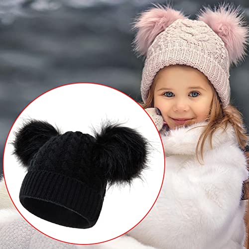 Winter Knit Baby Hat Twisting Warm Beanie for Boys Girls Infant Toddler Baby Beanie with Pompom3