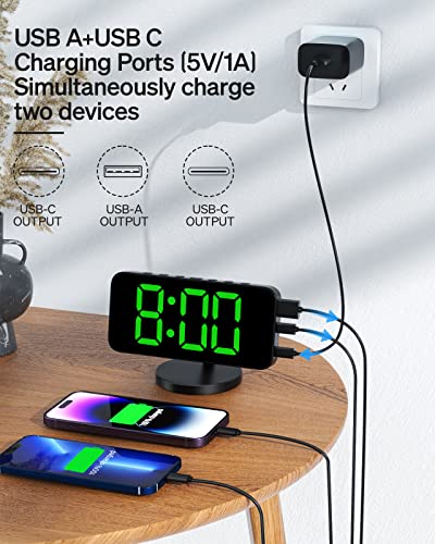 Onlynew Cuckoo Clocks Digital Alarm Clock - 6" Led Mirror Large Display Wall Clocks With Dual Usb Ports, Snooze Mode With Night Light, Wall Clock For Bedrooms #TOP6