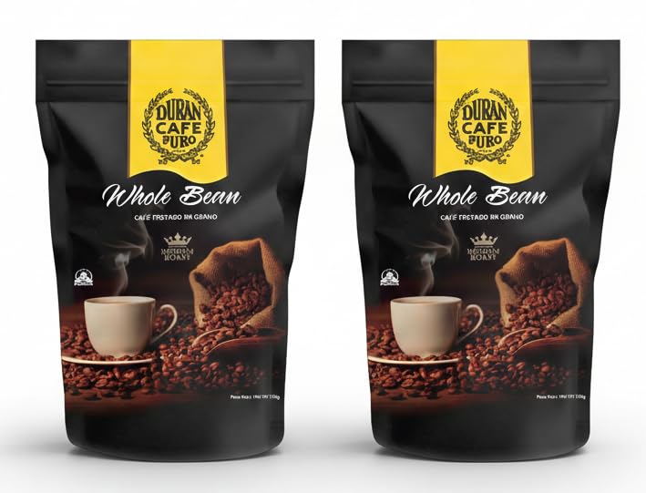 2 Packs Café Duran Panama Export Quality 100% Arabica Whole Roasted Coffee Beans 360gr (12.7oz) Freshly Imported from Chiriquis Highlands.