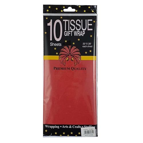 Lylac Gift Wrap Tissue Paper 10 Piece Set, 50 cm x 66 cm Size, Red