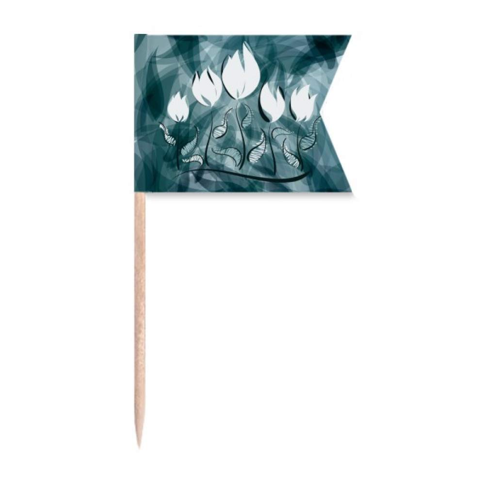 Drapeaux de cure-dents tulipe peints à la main pour gâteau raffiné