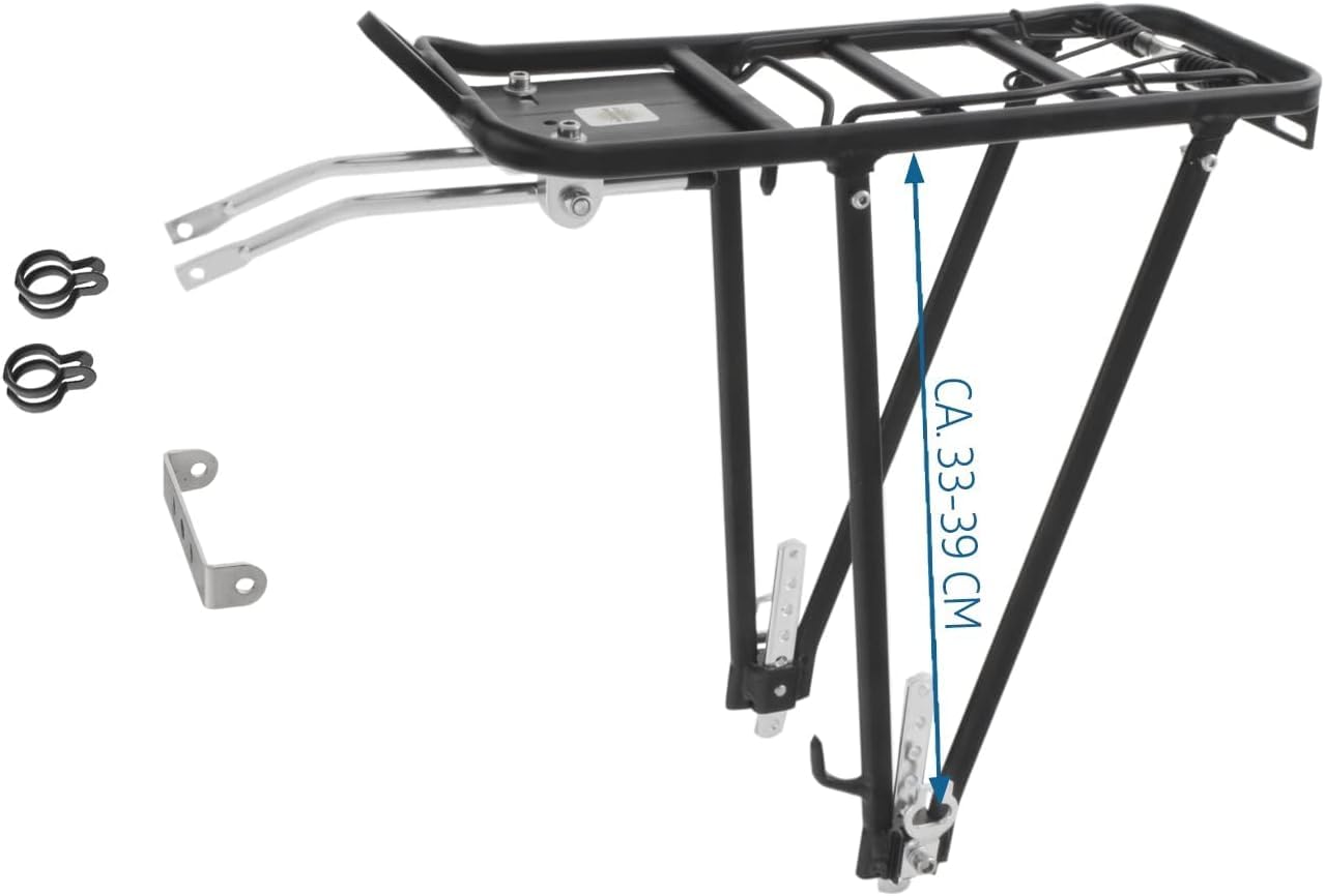 M-Wave Uniseks Screw-On Ii A 440158 Bagażnik Rowerowy, Czarny, do 24/26/28" & Fischer Unisex School 50171 Kosz na Bagażnik, Czarny, 25 kg