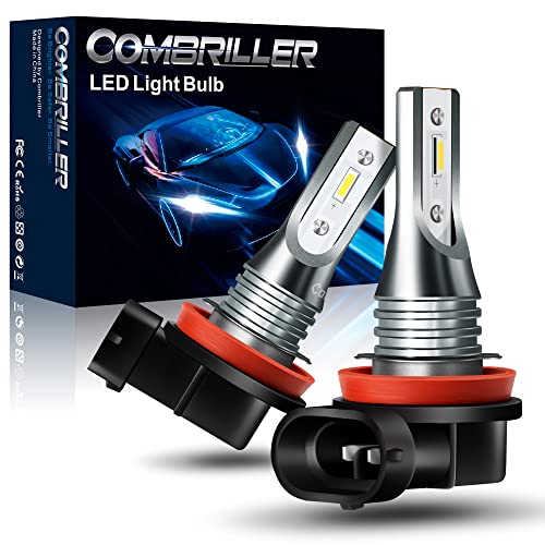 Combriller H11 LED Fog Light 6000K White H11/H8/H16 LED Fog Light Bulbs, 6000 Lumens Super Bright CSP LED Chips Fog Lamps Replacement for Trucks Cars Vehicles Non-polarity LED Fog Light Pack of 2