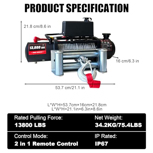 Winche eléctrico 12V con cable de acero 13800lbs miniatura 5