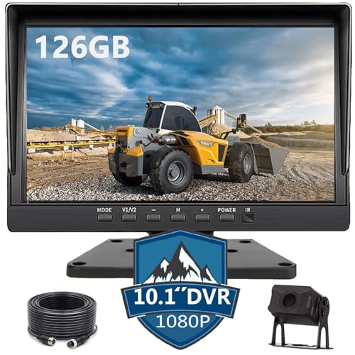 Image of Skid Steer Screen 128GB Large Audio 1080P Image 10.36 Inch Monitor Backup Camera Built-in DVR Video for RV Truck Trailer Rear Front Wired System
