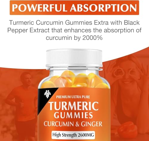 Turmeric Curcumin Gummies (2 Pack) - Turmeric Curcumin Supplements with Ginger & Black Pepper Gummies for Immune Muscle Support Healthy Skin - Vegan, Gluten Free, Low Sugar - for Adults