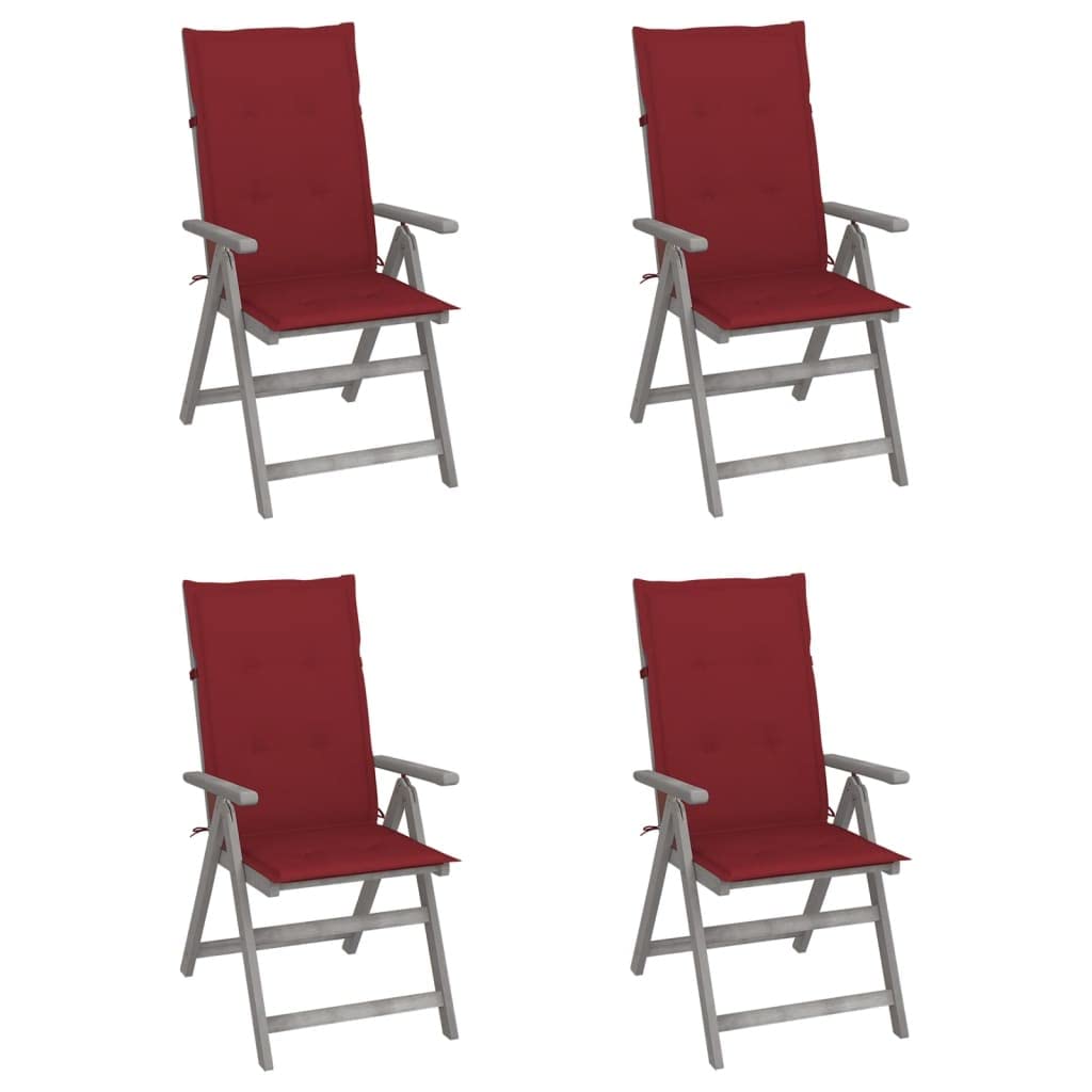 Chaises de jardin inclinables en bois d'acacia pour petits balcons et grandes terrasses