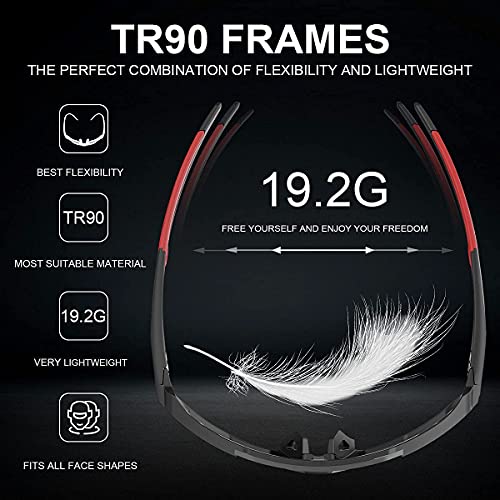 X-Tiger Polarized Sports Sunglasses With 5 Interchangeable Lenses,Mens Womens Cycling Bike Glasses,Baseball Running Fishing Golf Driving Sunglasses #TOP4