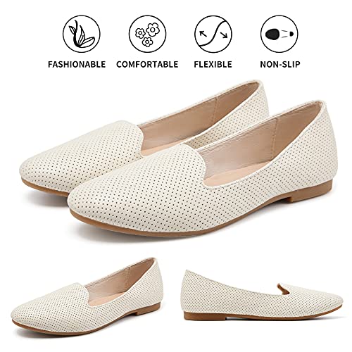 Hash Bubbie Women Ballet Beige Flats Shoes Comfortable Slip On Shoes Casual Dress Shoes(Beige.us8) #TOP2