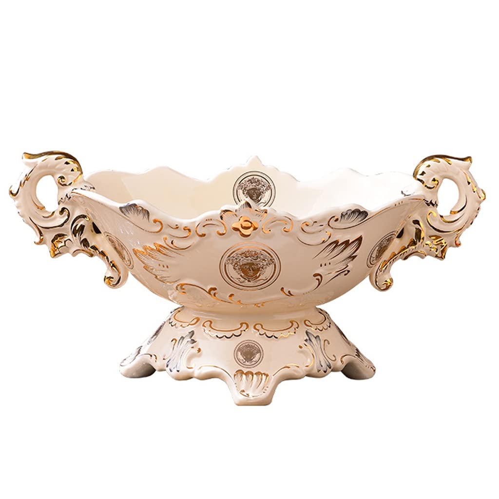 ZTCHSENZT Fruit Bowl Fruit Dish Fruit Bowl, Nordic Style Large Serving Bowls, Ceramic Serving Bowl, Fruit Holder Fruit Basket for Breads Fruits Snacks Fruit Basket for Kitchen Coun,A
