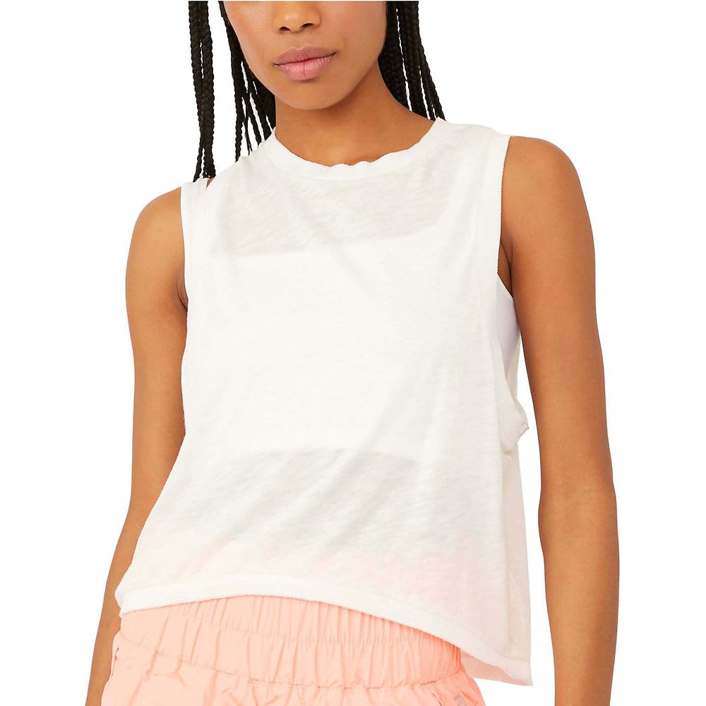 FP Movement Love Tank for Women - Sleeveless Design, Crew Neckline - Summer Solid Colors Casual Style Top - White XS (Women's 0-2) One Size