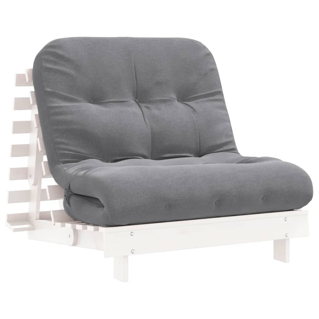 Woonisher Futón sofá Cama con colchón Madera Maciza Blanco 80x206x11 cm colchón Doble