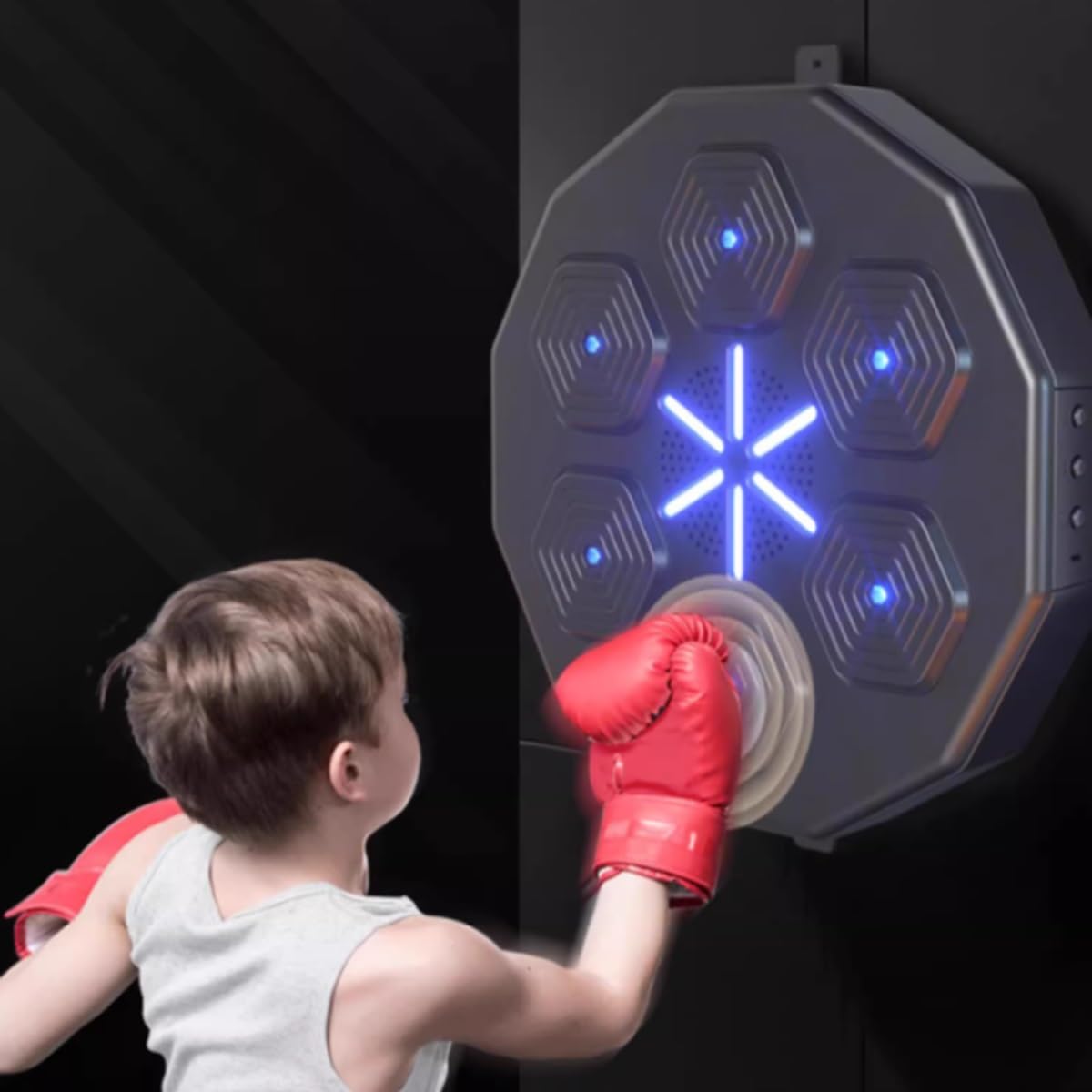Macchina da boxe con montaggio a parete Musica elettronica da boxe da parete Dispositivi per allenamento di boxe con musica Bluetooth con illuminazione RGB per allenamenti Punzoni Esercizi a casa ( Si