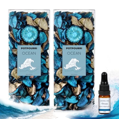 SCENTORINI Ocean Dried Flower Potpourri 240g Blue Petals Essential Oil