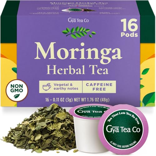 Gya Tea Co Moringa Herbal Tea Pod (16 Count)- Decaf Wellness Tea for Body Comfort & Relaxing