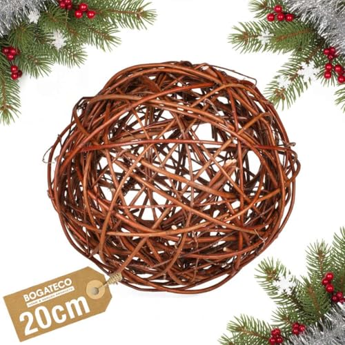 BOGATECO Dekokugel 20 cm | Weidenkugel in 4 Größen | Weidenball Gartenkugel Deko-Kugel für Garten, Balkon und Terrasse