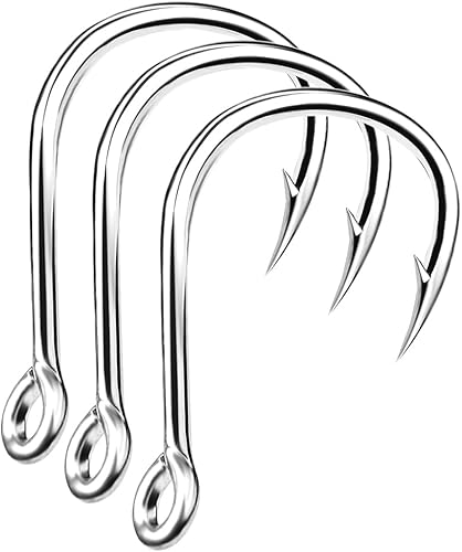 Miniatura 3 de Conskyee Ganchos circulares, anzuelos de pesca de agua salada para pulpo, gancho de bagre de agua dulce 10-50 (paquete de 10)