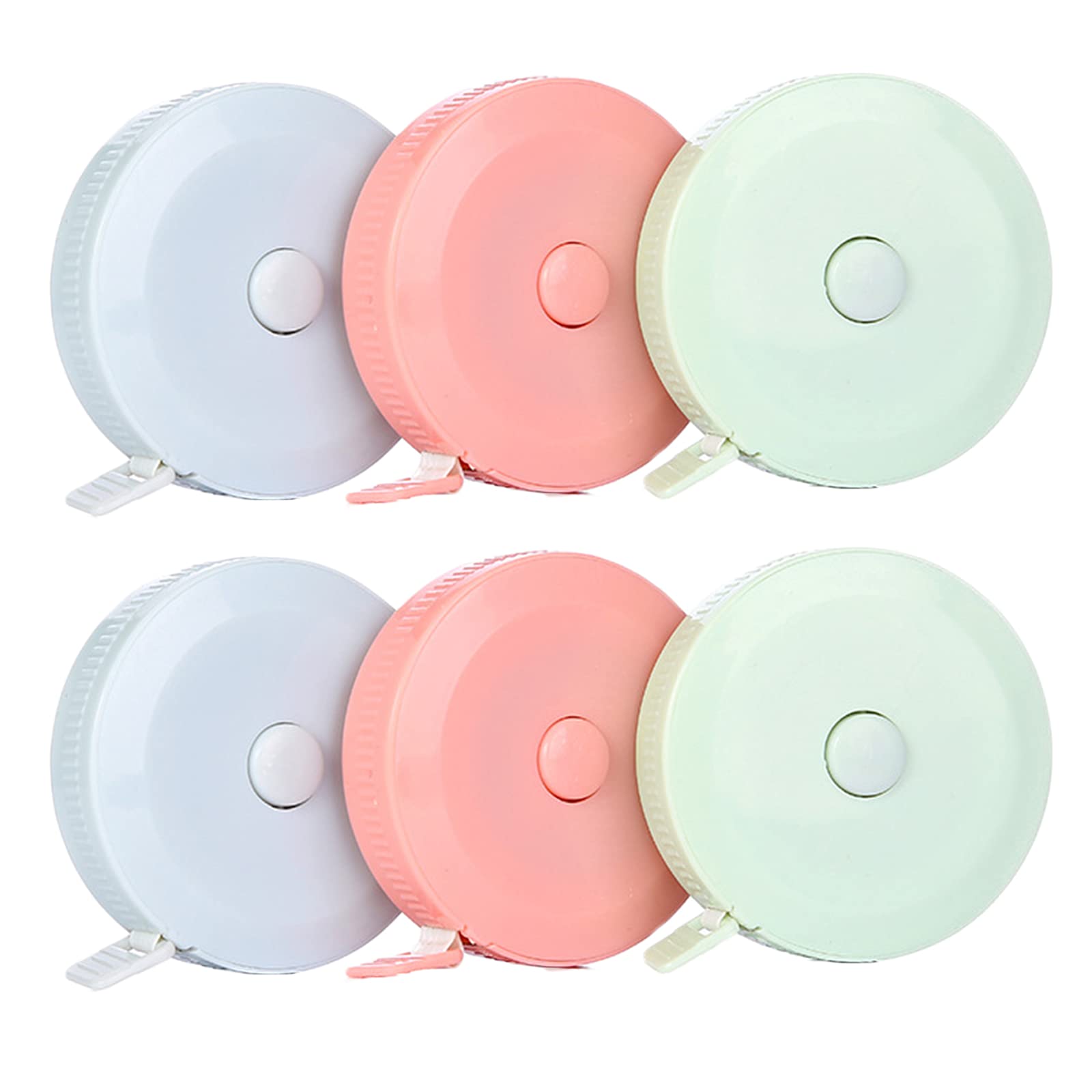 6 Piezas Cinta Métrica Retráctil 150 cm, Cinta de Sastre Suave, Cinta Métrica Corporal, Cinta Métrica Circunferencial, Utilizada para Medir la Longitud del Cuerpo y la Ropa (3 Colores)