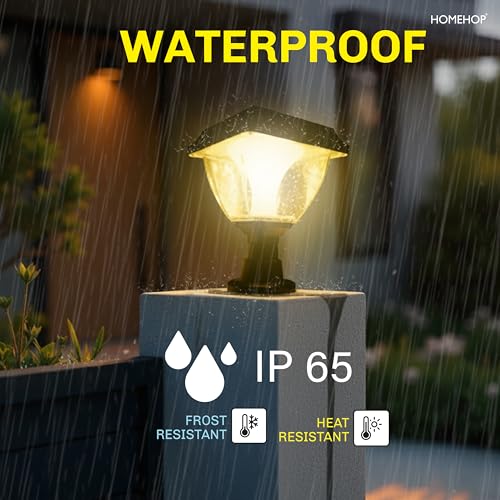 Image of Homehop Solar Light Outdoor Home Garden Automatic 10W LED Main Entrance | Solar Gate Light Waterproof Decorative Wireless Post Lamp for Pillar, Compound Wall Dusk to Dawn( ABS+PC, Multicolour)