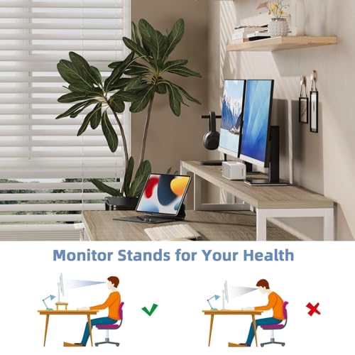 Image of MaverickFurni 67 inch Home Office Desk with 3 Drawers, Reversible Computer Desk with Moniter Stand and Printer Shelf, Gaming Desk with LED Lights, White and Walnut