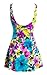 wantdo Women's Plus Size One Piece Swimsuit Floral Printed Swimdress Cover Up Skirtini Bathing Suit LakeBlueFlower 16-18