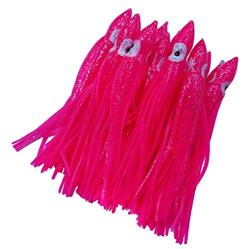 Cheerouters Hoochie Octopus Röcke Schleppköder Angelköder Weichplastik Köder Leuchtende Tintenfisch Röcke Salzwasser/Köder 4.8 cm,20.3 cm (22 Stück) (19.8 cm/22 Stück, fluoreszierendes Rosa/leuchtend)
