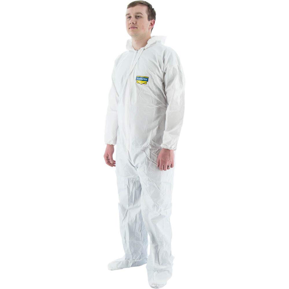 Majestic Disposable ComforTEX Micro-Porous Protective Coverall with Hood Suit & Boots Lightweight Elastic Wrists & Ankles, 4XL, Pack of 1