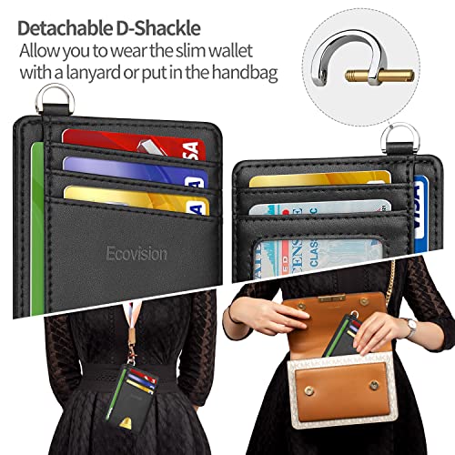EcoVision Slim Minimalist Front Pocket Wallet, RFID Blocking Credit Card Holder Wallet with Detachable D-Shackle for Men Women3