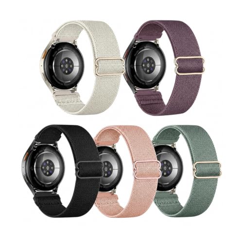 Pack de 5 pulseras de nailon de 20 mm compatibles con Garmin Vivoactive 5/3, Forerunner 55/165/245/645, Venu Sq/Sq 2/Venu 2 Plus, pulsera elástica para hombre y mujer