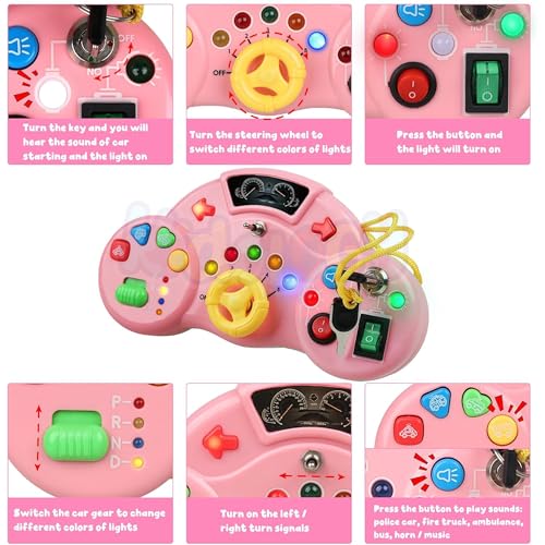 Image of Kidology Montessori Busy Board with LED Lights - Sensory Musical Toy for Toddlers, Educational Learning Activities for Brain Development, Preschool Skills, Birthday Gift for Boys & Girls