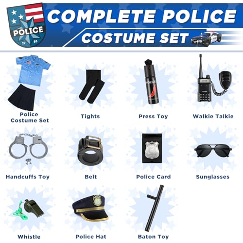 Police Officer Costume for Girls Kids, Halloween Costumes for Girls 3-12 - image 5