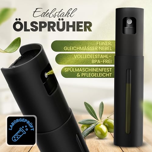 Leisure Life® | NEU: Premium Ölsprüher 2.0 – Volledelstahl 100 ml | UV-Schutz, BPA-frei, spülmaschinenfest | gleichmäßiger Sprühnebel | für Küche, Grill & Airfryer 3