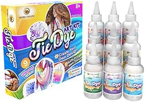 Desire Deluxe Tie Dye Kit – Set of 9 Paint Colours Ink for Dyeing Fabric, Clothes – Creative Art Craft Tie-Dye Kits Games...