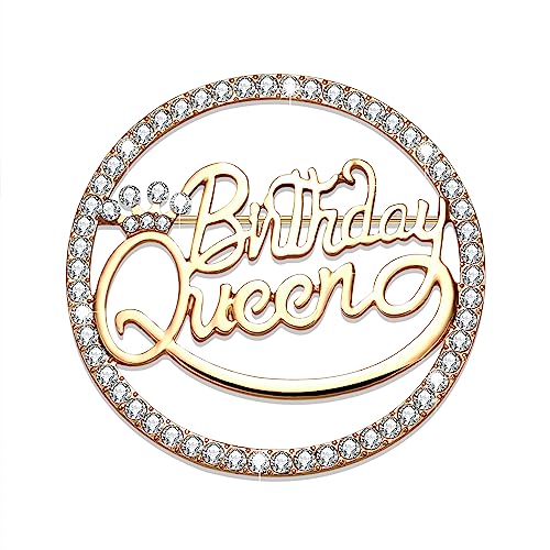 Birthday Brooch Pins Queen Crown Brooch for Women Bling Luxury Rhinestone Brooches Crystal Lapel Pin Large Safety Pin Birthday Party Fashion Lapel Pin Accessories