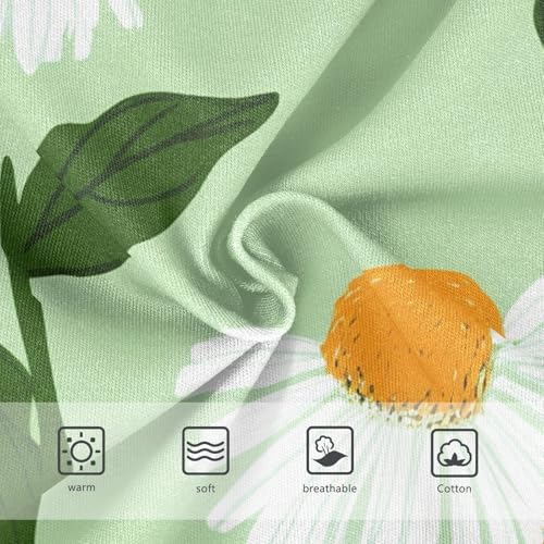 White Coneflower Daisies Green Girl Panties Cute Toddler Underwear Floral Cotton Cartoon Briefs Underpants 2t3