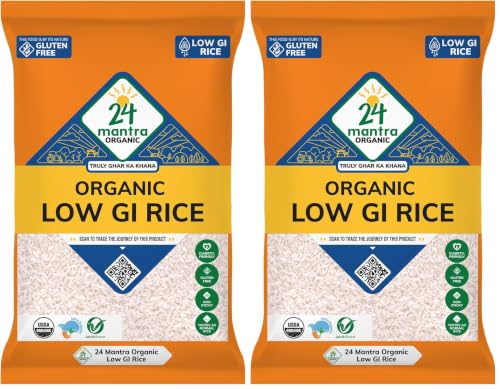 Image of 24 Mantra Organic Low G.I Rice 2 Kg | Diet & Diabetic Friendly | Certified Low Sugar Rice | Certified Organic & Naturally Gluten-Free (Pack of 2)