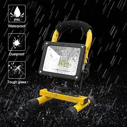 LED Work Lights 30W Floodlight Rechargeable Emergency Light,Portable Work Light with Stand, Outdoor Security Job Site Lights for Night Fishing Camping Workshop Garage, Waterproof IP65