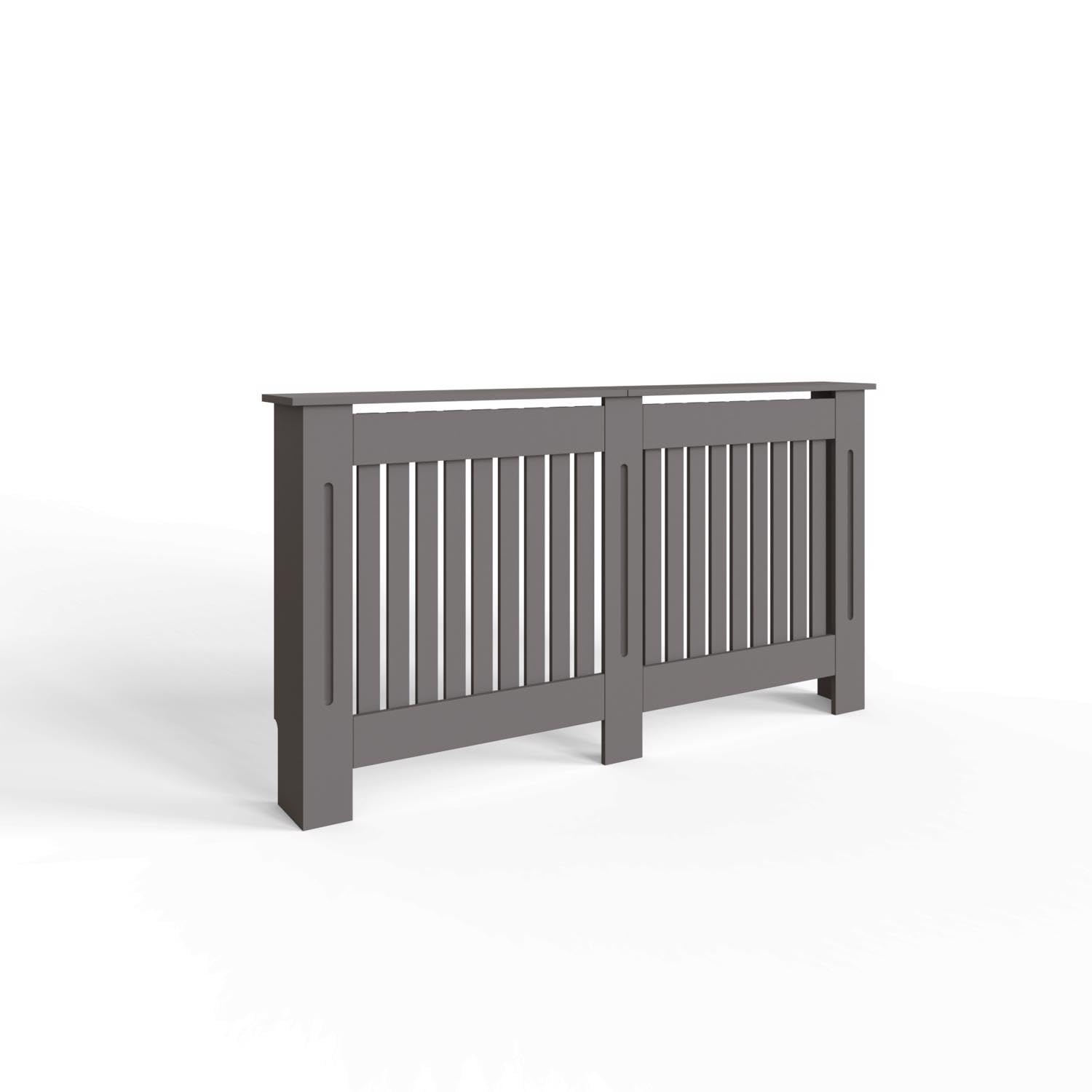 FWStyle Grey Vertical Slat Large Radiator Cover Shelf Cabinet