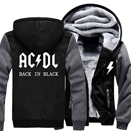 LYANXI Herren-Kapuzenjacke, AC-DC-Fleece, warm, durchgehender Reißverschluss, Kapuzen-Sweatshirt, langärmelig, für Herbst und Winter - Teenager-Geschenk Cover