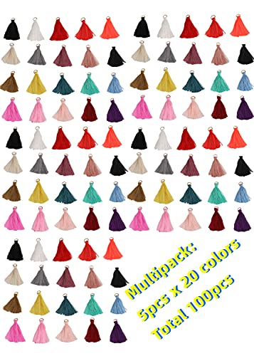 Mscftfb 100 Pieces Mini Tassels Mala Tassel Kit With Jump Rings For Earring Necklace Jewelry Making Garland Keychain Charms Crafts Decorations (Multi) #TOP1