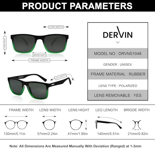 Image of Dervin UV Protected Polarized Square Sunglasses for Men and Women
