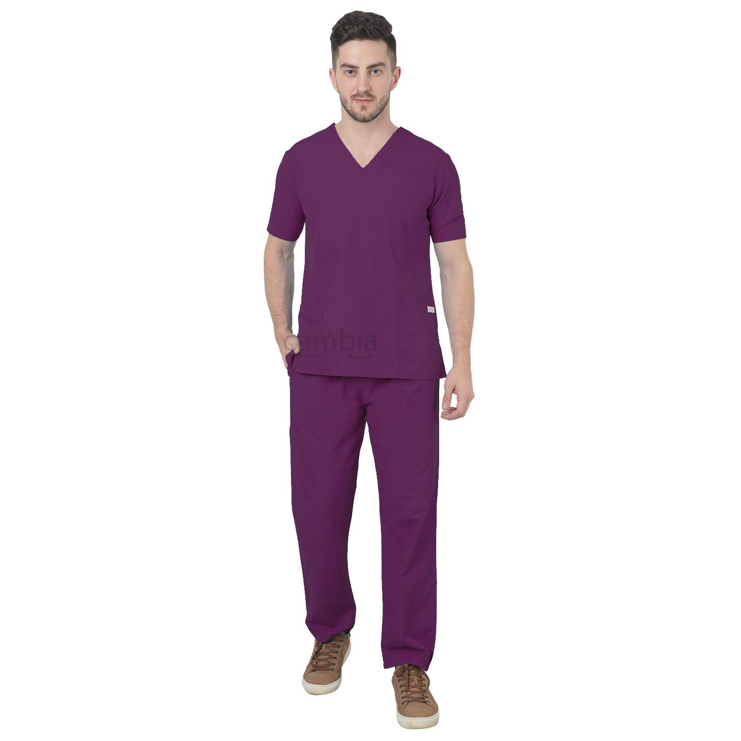 Cambia Scrub Suits for Doctors Men/OT Dress Unisex (L, Wine)