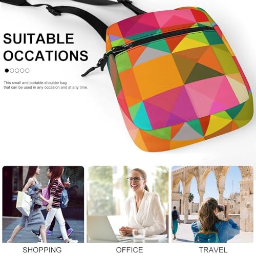 Satchel Tote Bag Messenger Bag Square Color Pattern Printed Mini Sling Bag Purse Suitable for Work Travel4