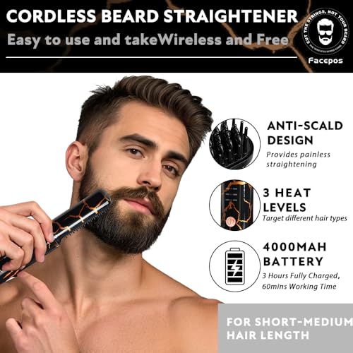 Set inalámbrico de alisador de barba eléctrico recargable miniatura 2