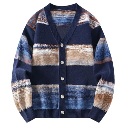 Men's Casual Knitted Cardigan V-Neck Warm Japanese Style Sweater Cardigan