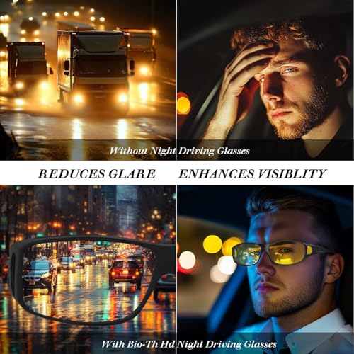 Image of Bio-th Night Driving Glasses Fit Over Glasses for Men Women,Anti Glare Night Vision Glasses for Driving,Cycling,Golf