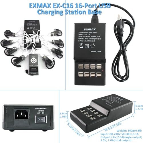 EXMAX EX-318 Sistema de Audio Inalámbrico Voice Tour Guide con Receptor Ear-Hook y Micrófono para Iglesia, Traducción, Guías de Exhibición y Visitas miniatura 2